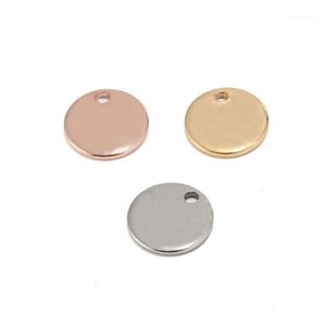 Breloque ronde en acier inoxydable 304, or Rose, disque, estampage, étiquettes vierges, fourniture de fabrication de bijoux en métal, 8mm, 10mm, 1313L