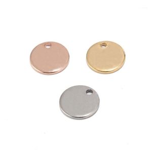Breloque ronde en acier inoxydable 304, or Rose, disque, estampage, étiquettes vierges, fourniture de fabrication de bijoux en métal, 8mm, 10mm, 1287S