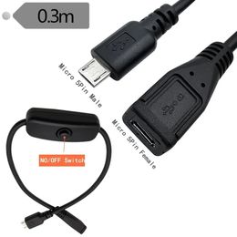 Cord d'alimentation de 30 cm Corde d'extension Micro USB Micro USB avec interrupteur OFF pour la tablette Smartphone Raspberry Pi PC