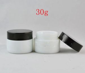 Récipient de crème cosmétique en verre blanc 30g 30ml pot de bouteille en verre vide blanc 1oz bouteilles d'emballage cosmétique pot de crème pour les yeux Mode