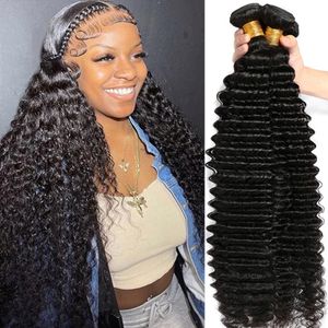 30Inch Deep Wave 1 3 4 Bundles Deal Malaysian Hair Weave Bundles 100% Virgin Human Depp Water Curly Bundles Extensiones