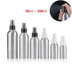 Botellas de espray de niebla fina de aluminio de 30ml - 500ml, botella vacía utilizada como botella dispensadora de cosméticos de agua y aceite esencial de Perfume