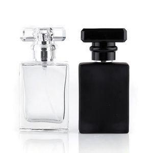 Botella de vidrio transparente de viaje portátil de 30 ml, botellas vacías, atomizador de perfume recargable, botella de spray negro claro