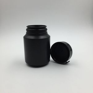 30 unids/lote 100ml 100g 100cc HDPE botellas de pastillas de plástico negro con tapa rasgable