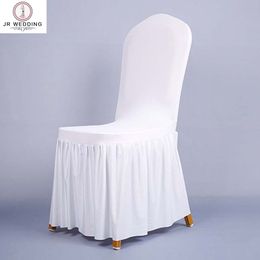 30 pièces jupe plissée housses de chaise blanc Spandex fête mariage Banquet Polyester salle à manger housse pour chaises