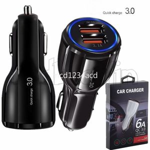 Chargeur de voiture USB C rapide 30W QC 3.0 Double ports 6A 18W Adaptateur secteur chargeurs de voiture PD type c à adaptation rapide pour Iphone 11 12 13 14 15 samsung S20 S22 S23 M1