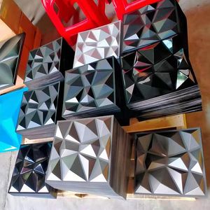 30x30cm 3d Art Decor 3D Wall Panel Cutting Geometric Diamond Carved Wood tile Adhesives Bottom Non self-adhesive 3d Wall Sticker