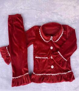 Pyjama pour fille le plus à la mode de 314 ans, tenue de nuit en velours pour enfants entiers, 2 pièces, vente au détail, 212K1359442