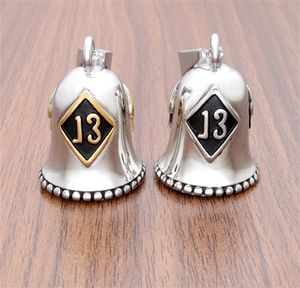 316 acier inoxydable numéro 13 collier de motard crâne moto cloche pendentifs punk gothique forme de diamant hommes vélo club antique rétro argent squelette charmes bijoux