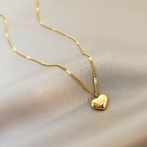 Collier cœur géométrique en acier inoxydable 316L pour femmes, romantique, doux, chaîne de clavicule, ras du cou, bijoux cadeaux pour meilleurs amis