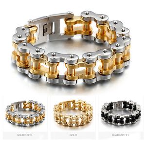 316L En Acier Inoxydable Hommes Punk Moto Bracelet Vélo Lien Chaînes Biker Manchette Bracelets Bracelets Hip Hop Bijoux À La Mode Chaîne De Poignet 2 Tailles 3 Couleurs