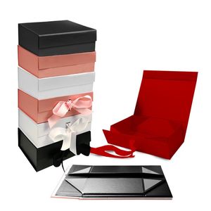 Caja plegable negra con tapa magnética de 31x22x10cm, caja de almacenamiento Premium, regalo de cumpleaños, caja de regalo de cartón, logotipo de punto, impresión personalizada, venta al por mayor
