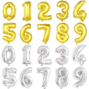 Globo de aire de helio de 32 pulgadas Decoración Número en forma de oro Plata Globos inflables Cumpleaños Boda Evento Suministros para fiestas RH27261