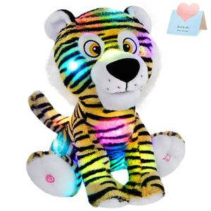 32 cm LED Light Up Animals Doll Toys Musical Tiger Tiger Plux Throw Pillow Peluches Decors Birthday Toys Gift For Kids Girls 240419