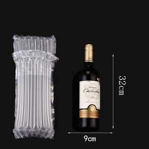 Protector de botella de vino de 32x9CM, bolsa de cojín de columna de aire inflable de viaje de manga reutilizable para embalaje y transporte seguro de botellas de vidrio