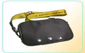 33412 Brand Mini Men Off Yellow Canvas Belt White White Bag Sac Camera Sac Taies Sac à bandoulière à plusieurs usage