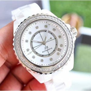 33mm 38mm diamant montres homme femmes célèbre or mode céramique horloge poignet dame montre à Quartz dames en acier femme horloge Relojes Para Mujer bracelet J12
