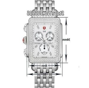 33 mm Michele Signature Déco Diamond Chronograph Mother of Pearl Ladies Quartz Watch3640731