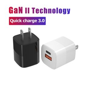 Adaptateur d'alimentation GaN 33 W USB Type C EU US Chargeur mural universel Adaptateur de voyage Portable Téléphone portable Chargeurs rapides pour ordinateurs portables MacBook Pro/Air iPad iPhone 13 Pro Max