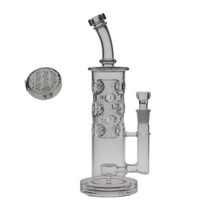 33-34cm Hauteur 60mm Tube SAML Droit Fab Bong Narguilés Avec 20 Trous SOL Dab Rig Verre Fumer Fleur Pipe À Eau Graine De Vie Taille du joint 18.8mm Large Base PG3049 (FC-Fab)