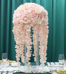 Bola de flores artificiales de hortensia rosa blanca grande de 35/40cm, centro de mesa de boda, bola Floral, accesorios decorativos para escenario de fiesta
