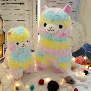 35-50 cm lindo arco iris alpaca oveja muñeca juguetes de peluche animales almohada cojín regalo de Navidad para niños 210728