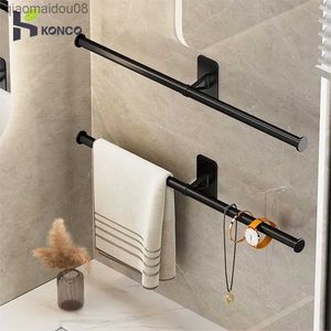 35/55cm Bathroom Towel Rack Self-adhesive Aluminum Towel Holder Hanging Towel Bar Wall Mounted Towel Shelf Bathroom Accessories L230704