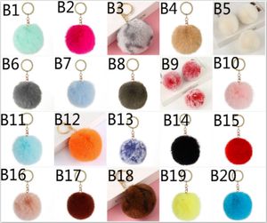 35 colores Furry Fluffy Puff 8cm Faux Rabbit Fur Ball Pom Llavero llavero dorado Bolso llaveros