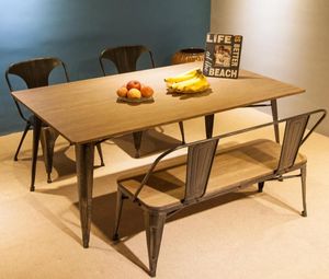 Table à manger rectangulaire de style antique TREXM avec pieds en métal noir vieilli PP036324DAA3308372