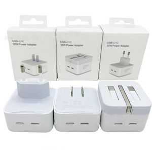 35W Dual USB-C Quick Power Adapter Charge QC3.0 PD Chargeur USB Type C PD35W Smart Phone Wall Charging Pour Apple iPhone 13 14 Ipad Macbook Max Pro Samsung EU UK US Plug