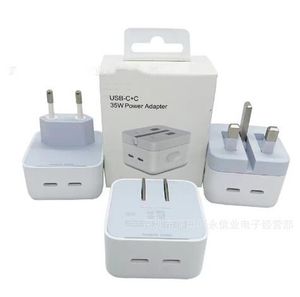 35W Dual USB-C Quick Power Adapter Charge QC3.0 PD Chargeur USB Type C PD35W Smart Phone Wall Charging Pour Apple iPhone 13 14 Ipad Macbook Max Pro Samsung EU UK US Plug Box