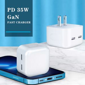 35W GaN Charger 2 Port Quick Type C PD Fast Portable Travel Wall USB Chargers for iPhone 13 14 12 11 Pro Max iPad