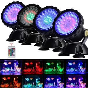 36 LED RGB foco sumergible para estanque Control remoto jardín paisaje césped luz al aire libre fuente subacuática piscina acuario lámpara