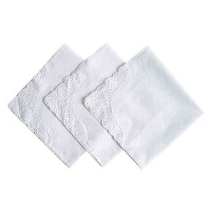 36 Piece Lace White Square Useful Handkerchief For Woman Man Classic Gentleman Style Cotton Handkerchief Square Lace 35x35cm J220816