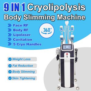 360 Cryo Freeze Body Slimmer Machine 9 EN 1 Enlèvement de poids Cryolipolyse Cavitation RF Lipolaser Anti Cellulite Peau Serrer Dispositif Salon Usage Domestique