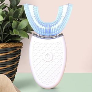 Brosse à dents électrique automatique à ultrasons à 360 degrés Chargement USB Dents blanches en forme de U Soins bucco-dentaires Nettoyage Brosse à dents Dents Blanchisseur de dents DHL Gratuit