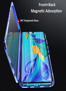 Funda de teléfono con parachoques de metal y vidrio de doble cara magnético completo 360 para Huawei Honor P30 Pro Mate 20 X P20 NOVA 5 Note 10 9X 20 8X Cover4264177