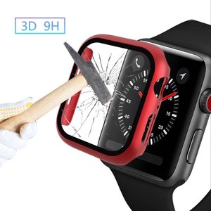 Matte Hard Cases For Watch Series 7/6/5/4/3/2/1 Cover Tempered Glass Film 360 Full Screen Protector Bumper Frame