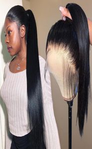 Perruques de cheveux humains frontales en dentelle 360 pré-emballées pour les femmes noires droites courtes brésiliennes avant Hd longue perruque Remy pleine dentelle queue de cheval8582297