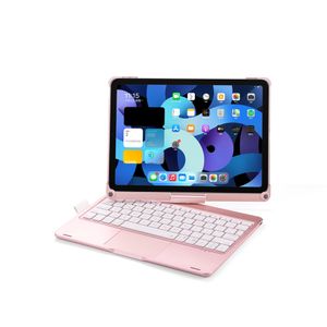 Étui pour clavier rotatif à 360 degrés, sans fil, Bluetooth, 7 couleurs, rétroéclairage LED, support à rabat avec porte-crayon, pour iPad Air 10.9