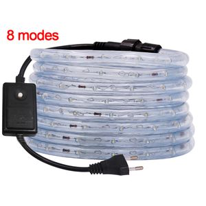 Tira de luces LED de neón redondas 360, tubo de luz RGB arcoíris, cinta de luz LED Flexible, lámpara de tira impermeable de 8 modos para exteriores de 220V y 110V