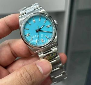 36 mm Relojes unisex Reloj de mujer Automático Cal.3230 Clean Maker para mujer Esfera azul turquesa Damas Acero 904L Eta CleanF 126000 Relojes de pulsera