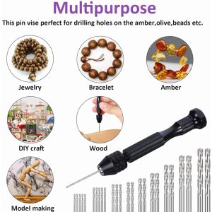 36PCS Micro Hand Drill Bits Set Pin Vise PCB Mini Drill Twor Twor Drill Punching Rotary Tool pour bijoux Wood Craft DIY Sculpture