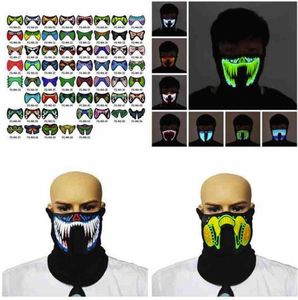 US STOCK 69 styles Flash LED Masque de musique avec son actif pour la danse équitation patinage fête masque de commande vocale fête Halloween masques FY0063