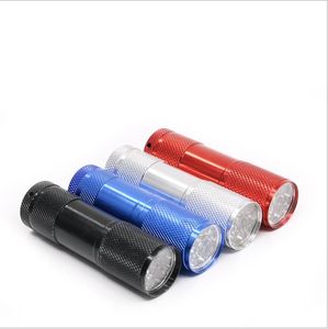 395 nm 9 LED Aluminium Mini Taschenlampen Tragbare UV Ultra Violet Schwarzlicht Taschenlampe Taschenlampe Licht Outdoor Jagd Camping Taschenlampen Lampe