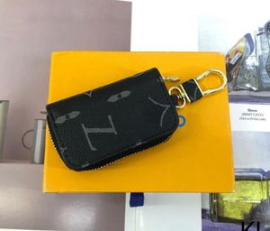 3A Quality Luxury Design Portable Key P0uch portefeuille Classic Man / Women Coin Purse Chain Sac avec sac à poussière et boîte à cadeaux Gift Car Bag Grille noire