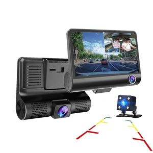 3Ch Car DVR Driving Video Recorder Dash Camera 4 Pantalla FHD 1080P Front 170 ° Rear 140 ° Interior 120 ° G-sensor Parking Monito202d