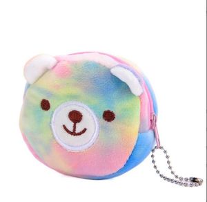 3D Animal Head Coin Purse Bag Cute Girls Felpa Suave Redondo Mini Change Bag Wallet Key Bags Colgante Charm para niños Regalo de cumpleaños Party Favor