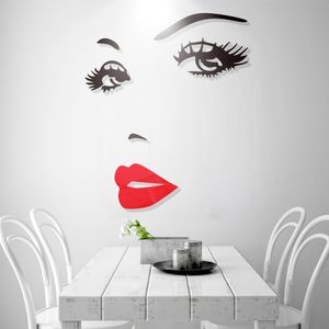 3D beau visage acrylique autocollant mural maison salon décor autocollants belles femmes papier peint