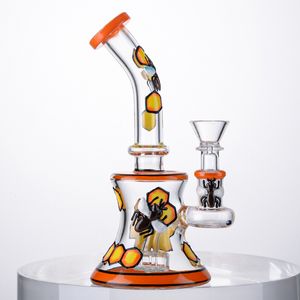 3D Bee Style Bong Unique Beaker Bongs Tube Droit Hookhs Multi 3 Types Pipes À Fumer Heady Glass Water Pipes 5mm Dab Oil Rigs Avec 14mm Joint Bowl